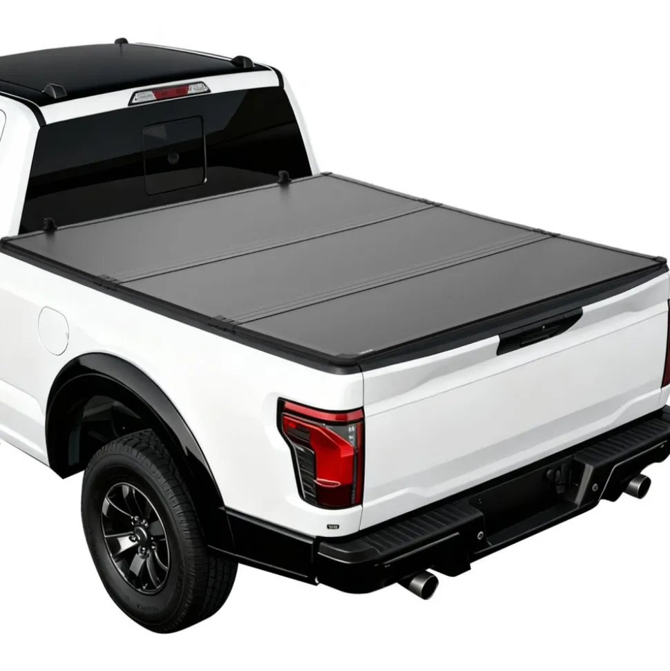 VEVOR Hard Tri-Fold Truck Bed Tonneau Cover, Compatible with 2015-2025 Ford F150 6.5 ft (78.9 in) Standard Bed, Waterproof Fiberglass Hard Folding Truck Tonneau Cover with Aluminum Alloy Support Bar