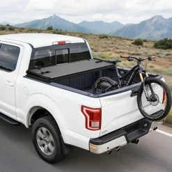 VEVOR Hard Tri-Fold Truck Bed Tonneau Cover, Compatible with 2015-2025 Ford F150 6.5 ft (78.9 in) Standard Bed, Waterproof Fiberglass Hard Folding Truck Tonneau Cover with Aluminum Alloy Support Bar
