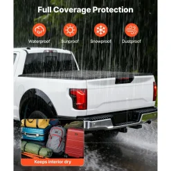 VEVOR Hard Tri-Fold Truck Bed Tonneau Cover, Compatible with 2015-2025 Ford F150 6.5 ft (78.9 in) Standard Bed, Waterproof Fiberglass Hard Folding Truck Tonneau Cover with Aluminum Alloy Support Bar