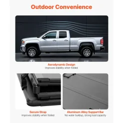 VEVOR Hard Tri-Fold Truck Bed Tonneau Cover, Compatible with 2019-2026 Dodge Ram 1500 (Incl. Classic & New) 6.4 ft (76.3 in) Bed Without Rambox (Not Fit Split Tailgate), Waterproof Folding Truck Cover