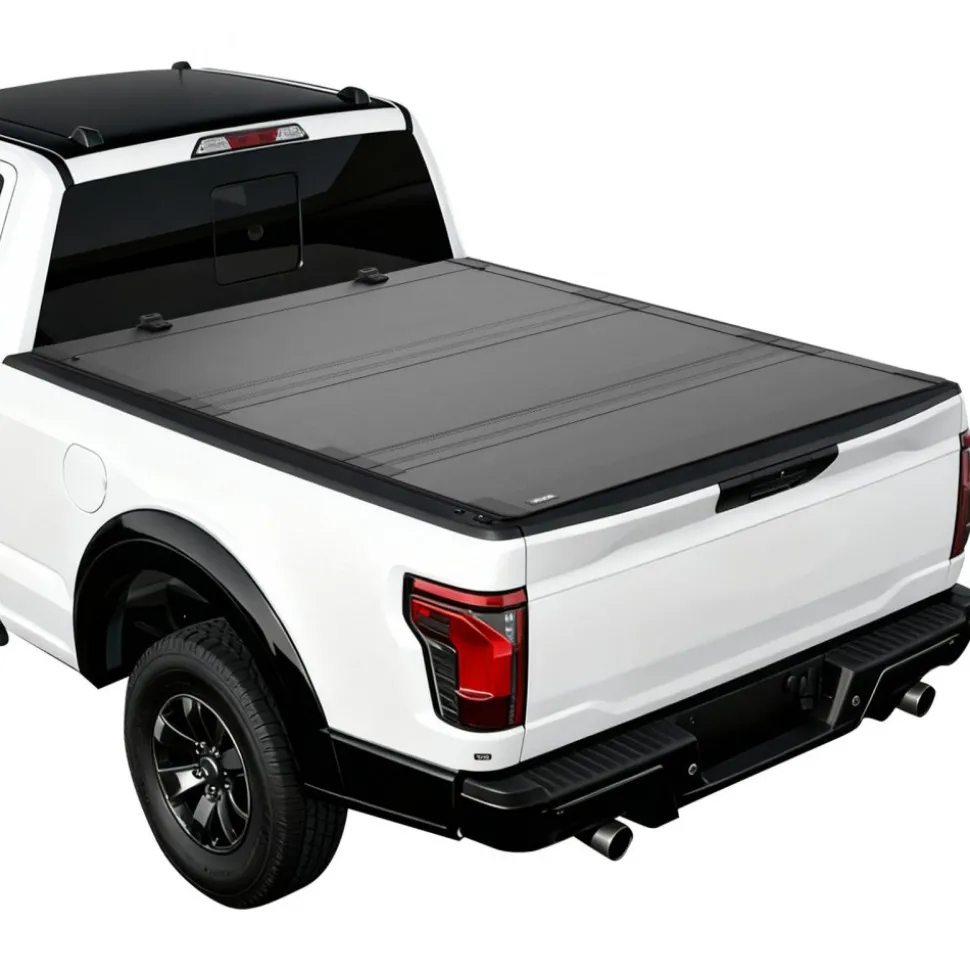 VEVOR Hard Tri-Fold Truck Bed Tonneau Cover, Compatible with 2021-2025 Ford F-150 (Incl. Raptor/Lightning) 5.5 ft (67.1 in) Bed, Waterproof Low-Profile Folding Cover with Aluminum Alloy Support Bar