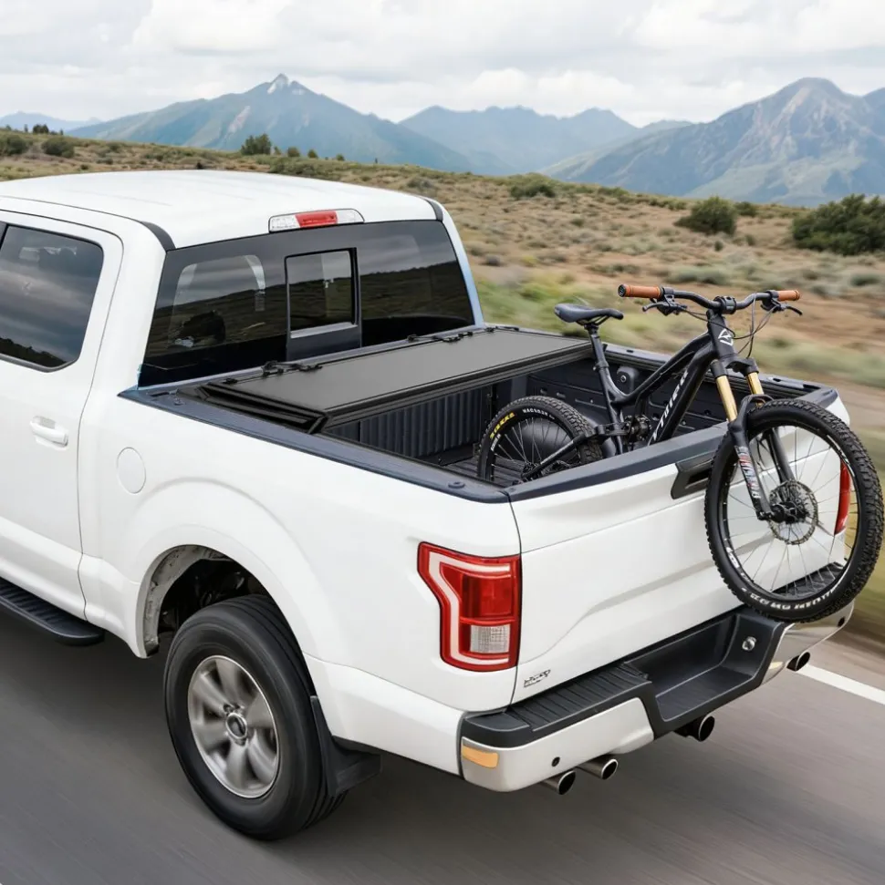 VEVOR Hard Tri-Fold Truck Bed Tonneau Cover, Compatible with 2021-2025 Ford F-150 (Incl. Raptor/Lightning) 5.5 ft (67.1 in) Bed, Waterproof Low-Profile Folding Cover with Aluminum Alloy Support Bar