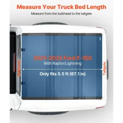VEVOR Hard Tri-Fold Truck Bed Tonneau Cover, Compatible with 2021-2025 Ford F-150 (Incl. Raptor/Lightning) 5.5 ft (67.1 in) Bed, Waterproof Low-Profile Folding Cover with Aluminum Alloy Support Bar