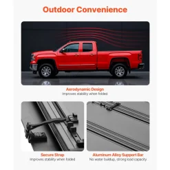 VEVOR Hard Tri-Fold Truck Bed Tonneau Cover, Compatible with 2022-2025 Ford Maverick 4.5 ft (54.4 in) Bed, Heavy-Duty Waterproof Low-Profile Hard Folding Truck Cover with Aluminum Alloy Support Bar