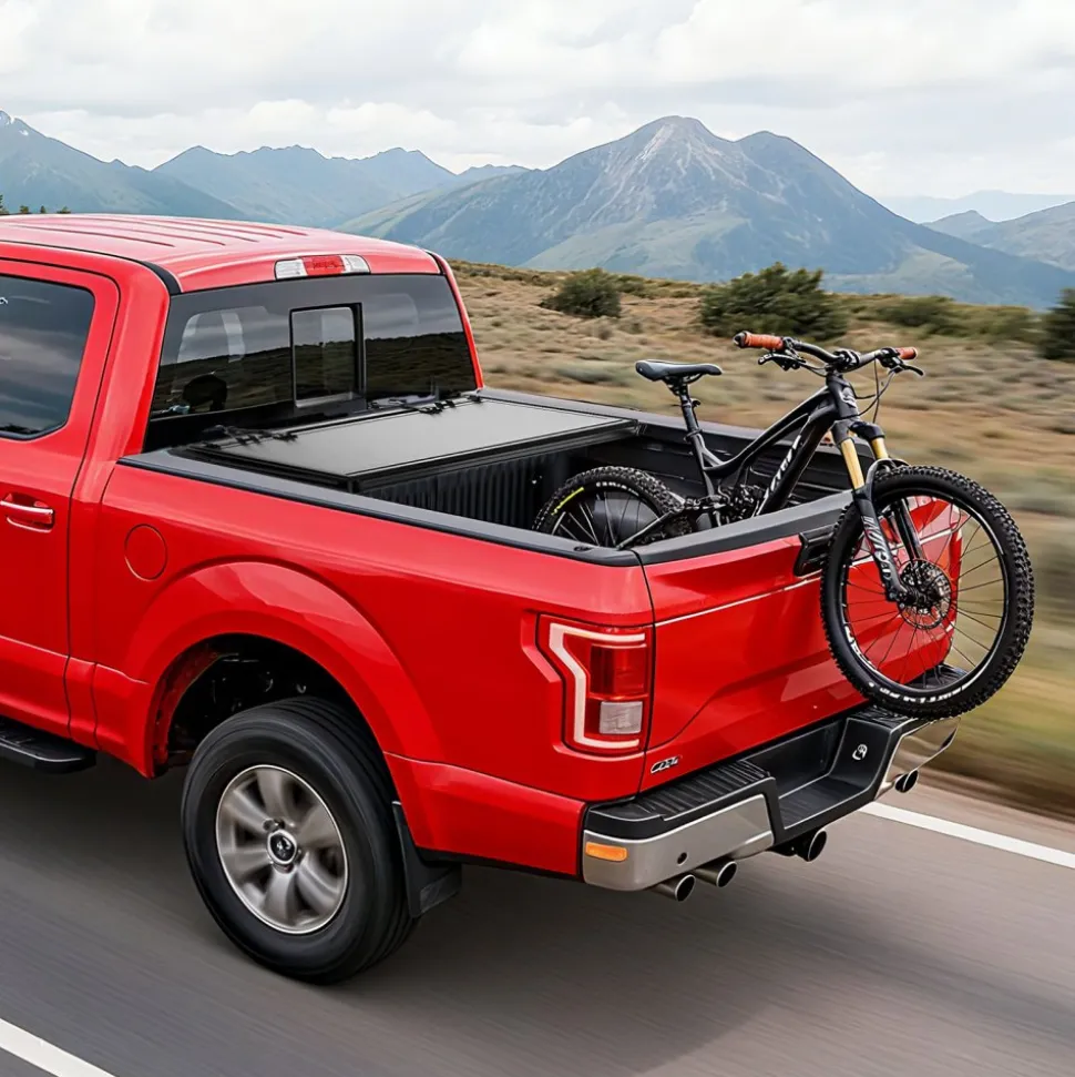 VEVOR Hard Tri-Fold Truck Bed Tonneau Cover, Compatible with 2022-2025 Ford Maverick 4.5 ft (54.4 in) Bed, Heavy-Duty Waterproof Low-Profile Hard Folding Truck Cover with Aluminum Alloy Support Bar