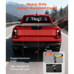 VEVOR Hard Tri-Fold Truck Bed Tonneau Cover, Compatible with 2022-2025 Ford Maverick 4.5 ft (54.4 in) Bed, Heavy-Duty Waterproof Low-Profile Hard Folding Truck Cover with Aluminum Alloy Support Bar