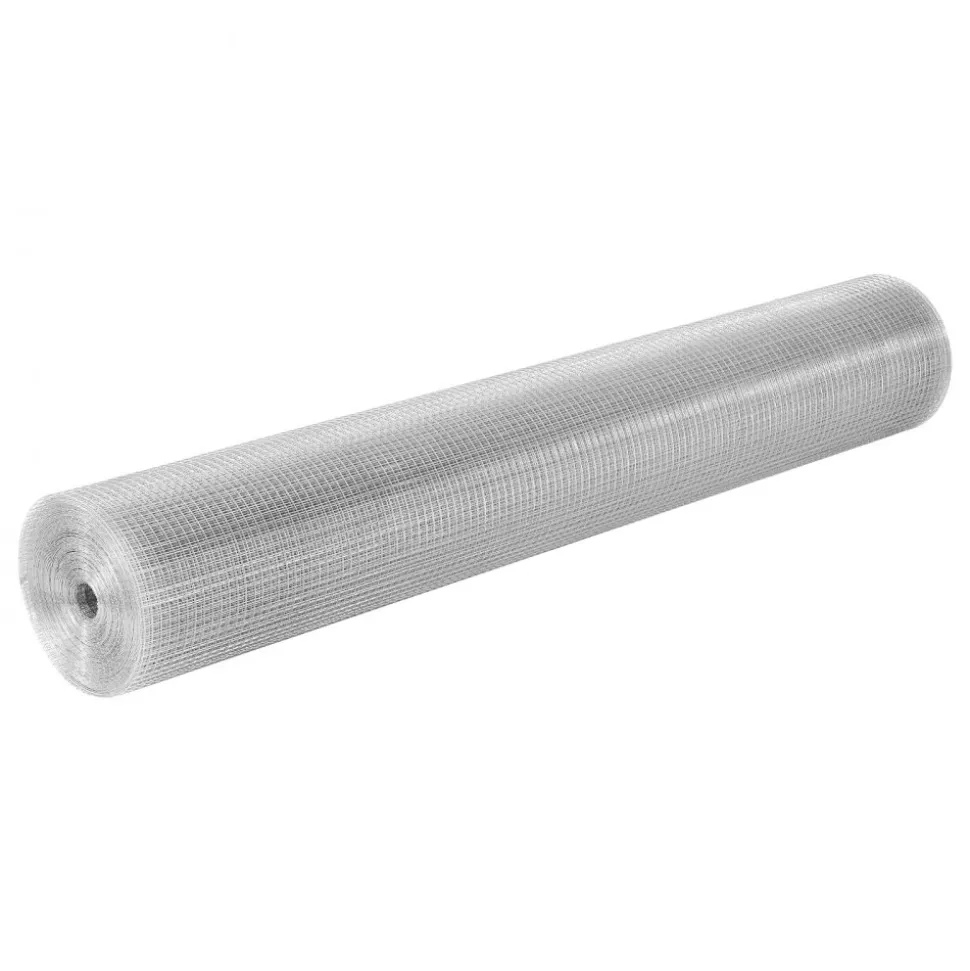 VEVOR Hardware Cloth 1/4 inch 48 inch x 100 ft 23 Gauge Chicken Wire Fence, Hot-Dip Galvanized After Welding Metal Wire Mesh Roll, Garden Plant Welded Fencing Roll Supports Poultry Netting Cage Fence