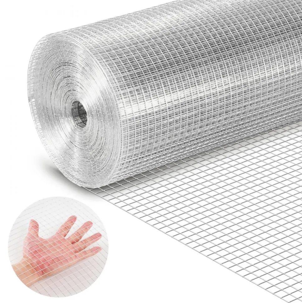 VEVOR Hardware Cloth 1/4 inch 48 inch x 100 ft 23 Gauge Chicken Wire Fence, Hot-Dip Galvanized After Welding Metal Wire Mesh Roll, Garden Plant Welded Fencing Roll Supports Poultry Netting Cage Fence