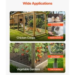 VEVOR Hardware Cloth 1/4 inch 48 inch x 100 ft 23 Gauge Chicken Wire Fence, Hot-Dip Galvanized After Welding Metal Wire Mesh Roll, Garden Plant Welded Fencing Roll Supports Poultry Netting Cage Fence