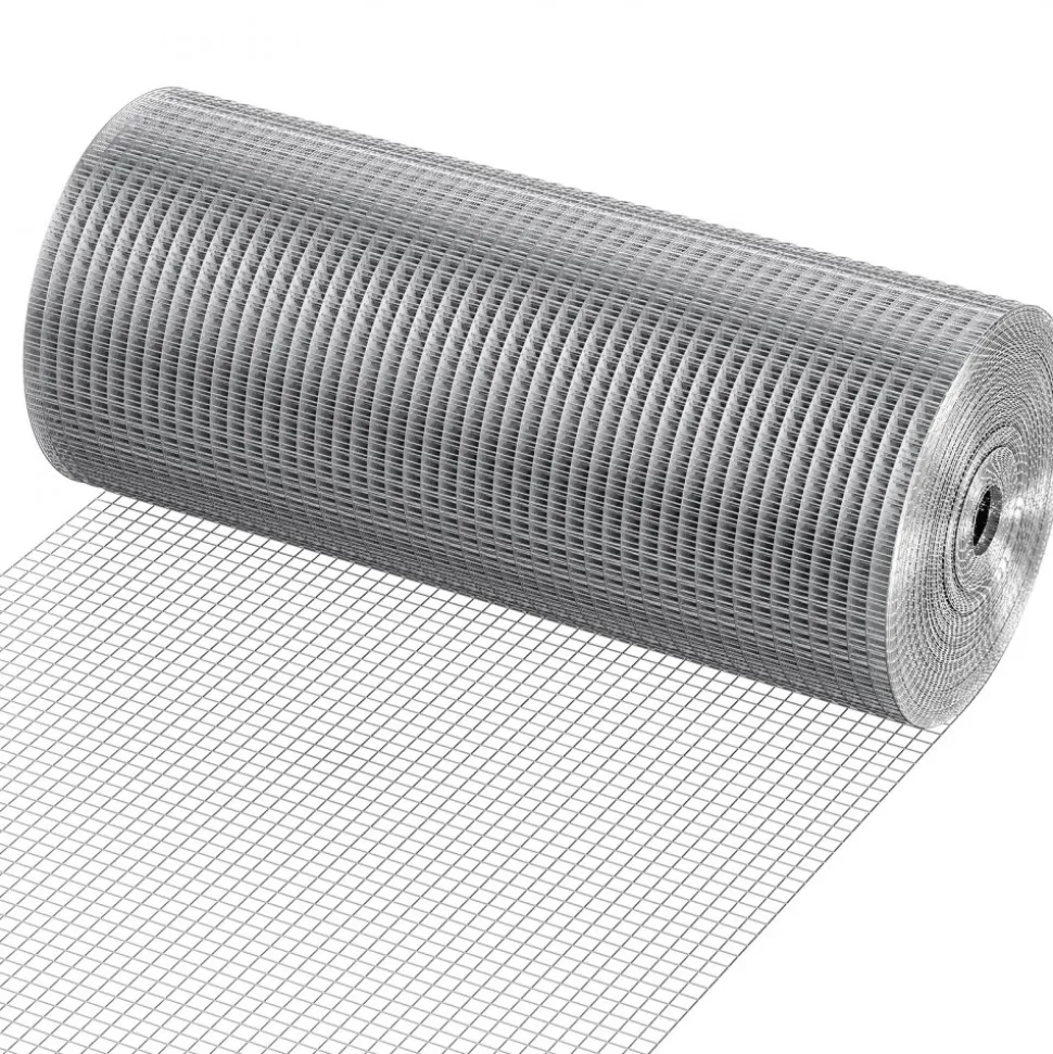 VEVOR Hardware Cloth 1/2 inch 24 inch x 100 ft 19 Gauge Chicken Wire Fence, Hot-Dip Galvanized After Welding Metal Wire Mesh Roll, Garden Plant Welded Fencing Roll Supports Poultry Netting Cage Fence