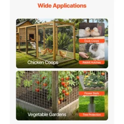 VEVOR Hardware Cloth, 1/2 inch 72 inch x 50 ft 19 Gauge Chicken Wire Fence, Hot-Dip Galvanized After Welding Metal Wire Mesh Roll, Garden Plant Welded Fencing Roll Supports Poultry Netting Cage Fence