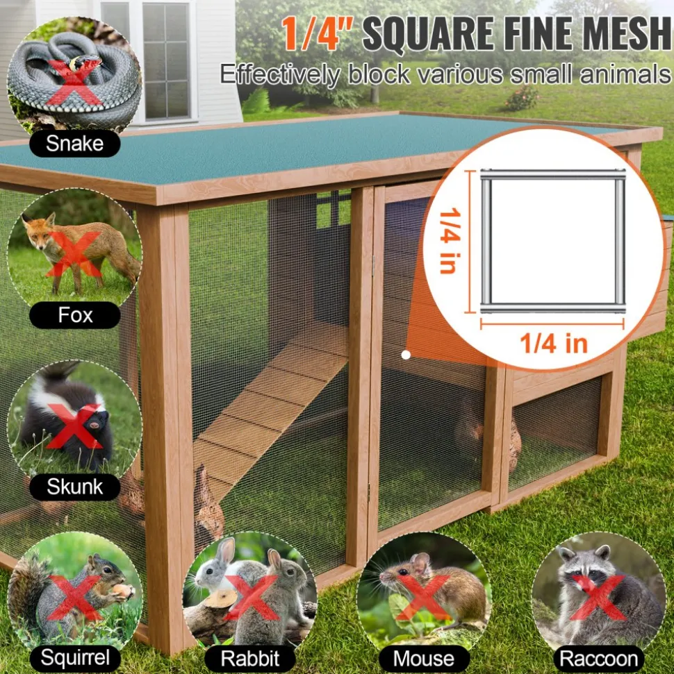 VEVOR Hardware Cloth, 1/4 inch 48in x 100 ft 23 Gauge, Hot Dipped Galvanized Wire Mesh Roll, Chicken Wire Fencing, Wire Mesh for Rabbit Cages, Garden, Small Rodents