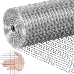 VEVOR Hardware Cloth, 1/2 inch 24in x 25 ft 19 Gauge, Hot Dipped Galvanized Wire Mesh Roll, Chicken Wire Fencing, Wire Mesh for Rabbit Cages, Garden, Small Rodents