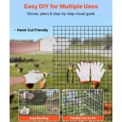 VEVOR Hardware Cloth 60 in x 50 ft, 1/2 in 19 Gauge Galvanized Wire Mesh Roll, Weather-Resistant Vinyl Coated Chicken Wire Fencing, Heavy Duty Welded Garden Plant Fencing for Rabbit Cage Snake Fence