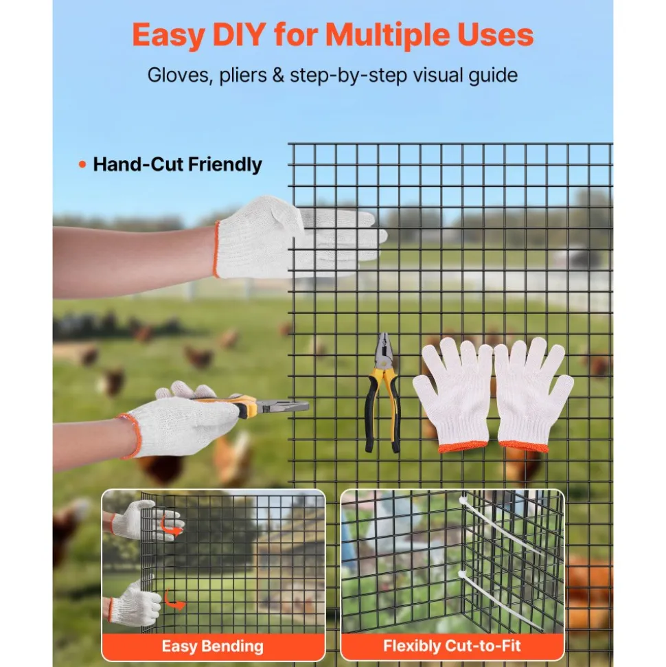 VEVOR Hardware Cloth 60 in x 50 ft, 1/2 in 19 Gauge Galvanized Wire Mesh Roll, Weather-Resistant Vinyl Coated Chicken Wire Fencing, Heavy Duty Welded Garden Plant Fencing for Rabbit Cage Snake Fence