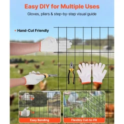 VEVOR Hardware Cloth 36 in x 25 ft, 2 x 3 in Mesh 16 Gauge Galvanized Wire Mesh Roll, Weather-Resistant Vinyl Coated Chicken Wire Fencing, Heavy Duty Welded Garden Plant Fencing for Rabbit Cage Snake