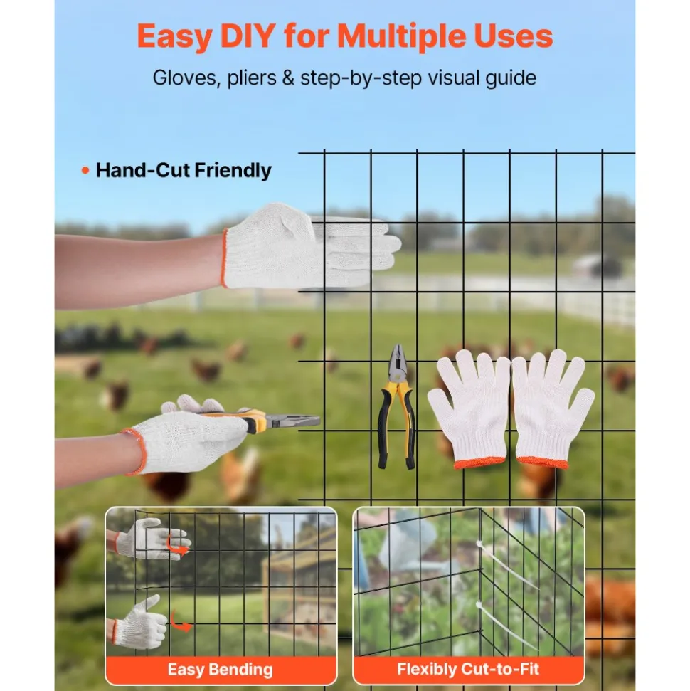 VEVOR Hardware Cloth 36 in x 25 ft, 2 x 3 in Mesh 16 Gauge Galvanized Wire Mesh Roll, Weather-Resistant Vinyl Coated Chicken Wire Fencing, Heavy Duty Welded Garden Plant Fencing for Rabbit Cage Snake