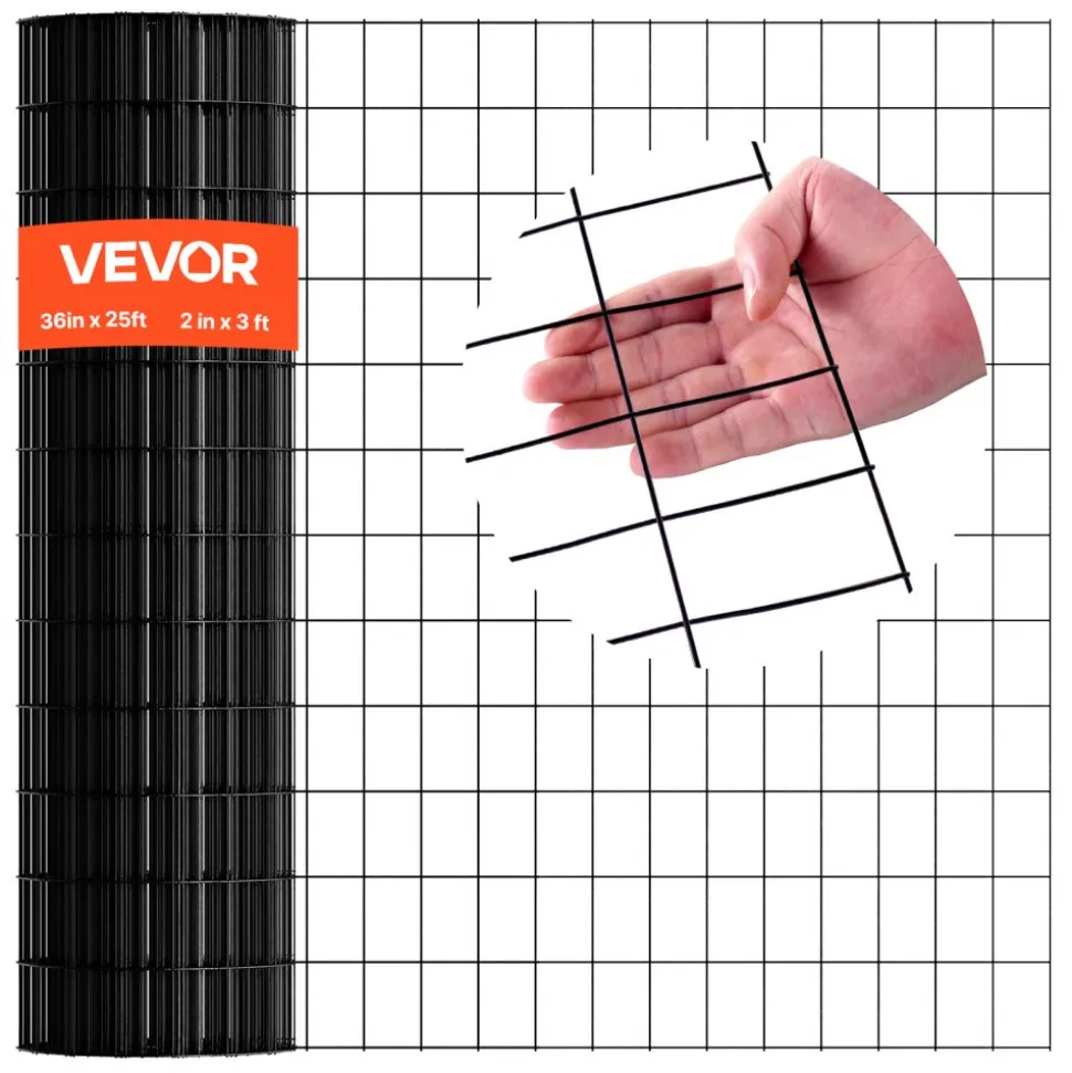 VEVOR Hardware Cloth 36 in x 25 ft, 2 x 3 in Mesh 16 Gauge Galvanized Wire Mesh Roll, Weather-Resistant Vinyl Coated Chicken Wire Fencing, Heavy Duty Welded Garden Plant Fencing for Rabbit Cage Snake