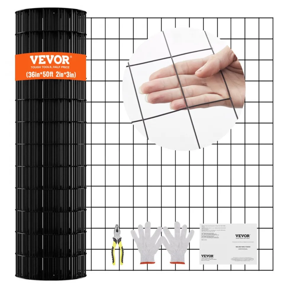 VEVOR Hardware Cloth, 36'' x 50' Galvanized Wire Mesh Roll, 16 Gauge Chicken Wire Fence Roll, Vinyl Coating Metal Wire Mesh for Chicken Coop Barrier, Rabbit Snake Fences, Poultry Enclosures