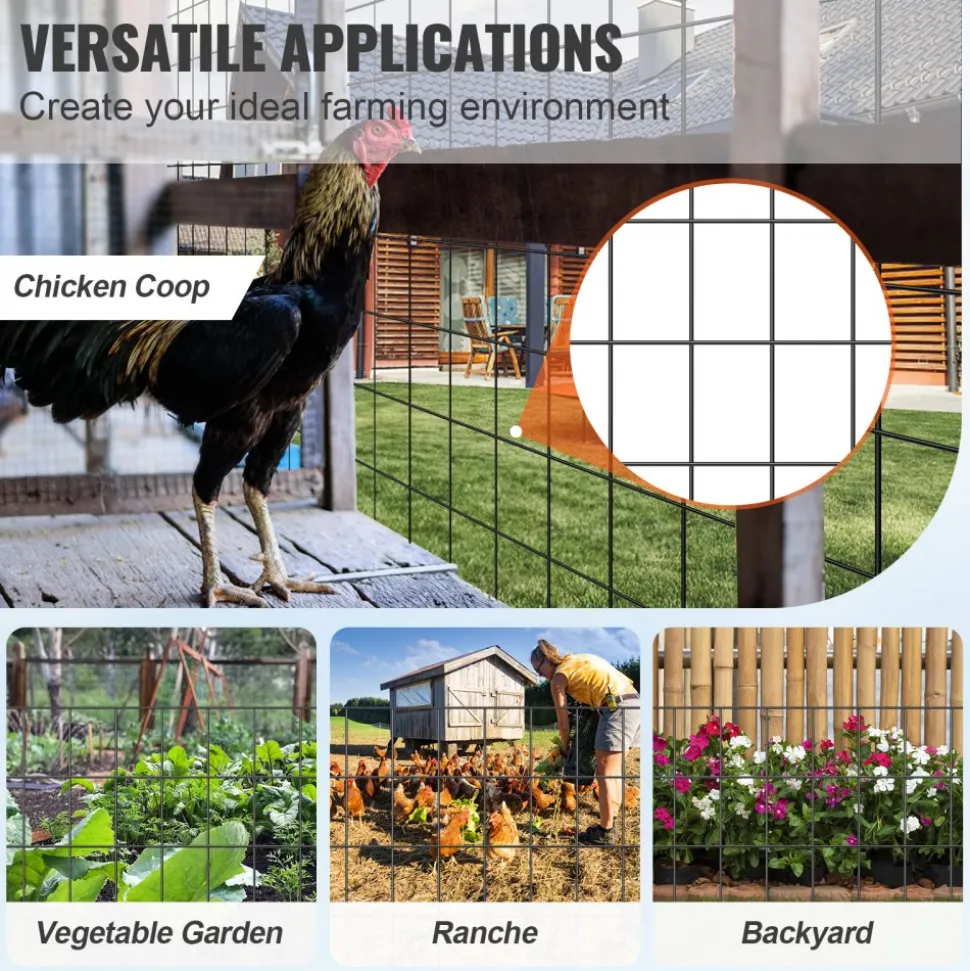 VEVOR Hardware Cloth, 36'' x 50' Galvanized Wire Mesh Roll, 16 Gauge Chicken Wire Fence Roll, Vinyl Coating Metal Wire Mesh for Chicken Coop Barrier, Rabbit Snake Fences, Poultry Enclosures