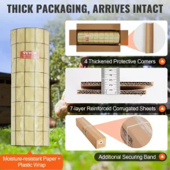 VEVOR Hardware Cloth, 24'' x 50' Galvanized Wire Mesh Roll, 16 Gauge Chicken Wire Fence Roll, Vinyl Coating Metal Wire Mesh for Chicken Coop Barrier, Rabbit Snake Fences, Poultry Enclosures