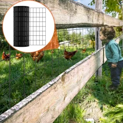 VEVOR Hardware Cloth, 24'' x 50' Galvanized Wire Mesh Roll, 16 Gauge Chicken Wire Fence Roll, Vinyl Coating Metal Wire Mesh for Chicken Coop Barrier, Rabbit Snake Fences, Poultry Enclosures