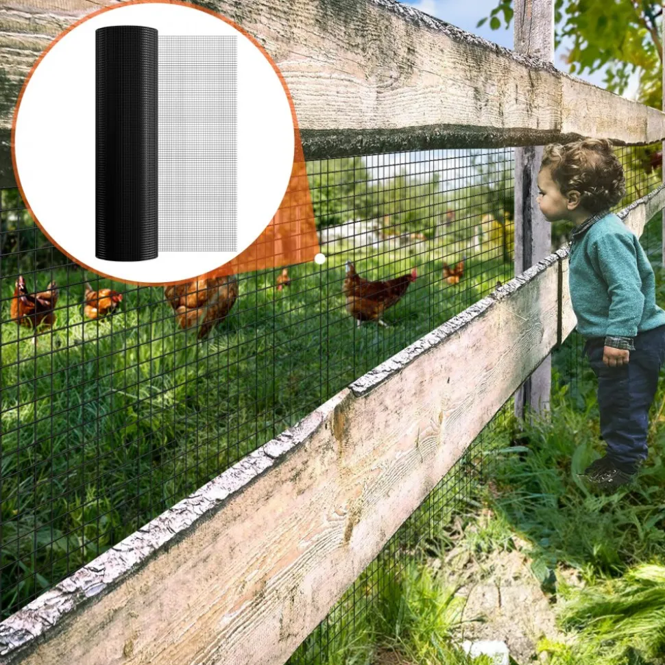 VEVOR Hardware Cloth, 48'' x 100' Galvanized Wire Mesh Roll, 19 Gauge Chicken Wire Fence Roll, Vinyl Coating Metal Wire Mesh for Chicken Coop Barrier, Rabbit Snake Fences, Poultry Enclosures