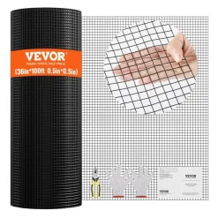 VEVOR Hardware Cloth, 48'' x 50' Galvanized Wire Mesh Roll, 16 Gauge Chicken Wire Fence Roll, Vinyl Coating Metal Wire Mesh for Chicken Coop Barrier, Rabbit Snake Fences, Poultry Enclosures