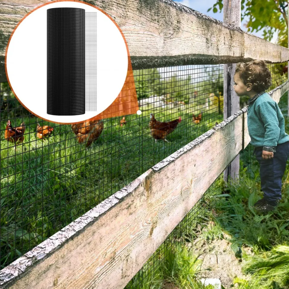 VEVOR Hardware Cloth, 48'' x 50' Galvanized Wire Mesh Roll, 16 Gauge Chicken Wire Fence Roll, Vinyl Coating Metal Wire Mesh for Chicken Coop Barrier, Rabbit Snake Fences, Poultry Enclosures