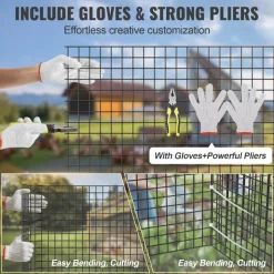 VEVOR Hardware Cloth, 24'' x 100' Galvanized Wire Mesh Roll, 19 Gauge Chicken Wire Fence Roll, Vinyl Coating Metal Wire Mesh for Chicken Coop Barrier, Rabbit Snake Fences, Poultry Enclosures