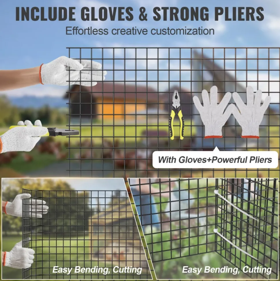 VEVOR Hardware Cloth, 24'' x 100' Galvanized Wire Mesh Roll, 19 Gauge Chicken Wire Fence Roll, Vinyl Coating Metal Wire Mesh for Chicken Coop Barrier, Rabbit Snake Fences, Poultry Enclosures