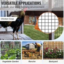 VEVOR Hardware Cloth, 24'' x 100' Galvanized Wire Mesh Roll, 19 Gauge Chicken Wire Fence Roll, Vinyl Coating Metal Wire Mesh for Chicken Coop Barrier, Rabbit Snake Fences, Poultry Enclosures