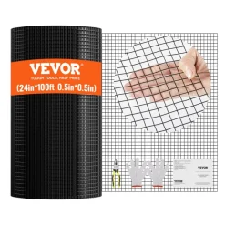 VEVOR Hardware Cloth, 24'' x 100' Galvanized Wire Mesh Roll, 19 Gauge Chicken Wire Fence Roll, Vinyl Coating Metal Wire Mesh for Chicken Coop Barrier, Rabbit Snake Fences, Poultry Enclosures