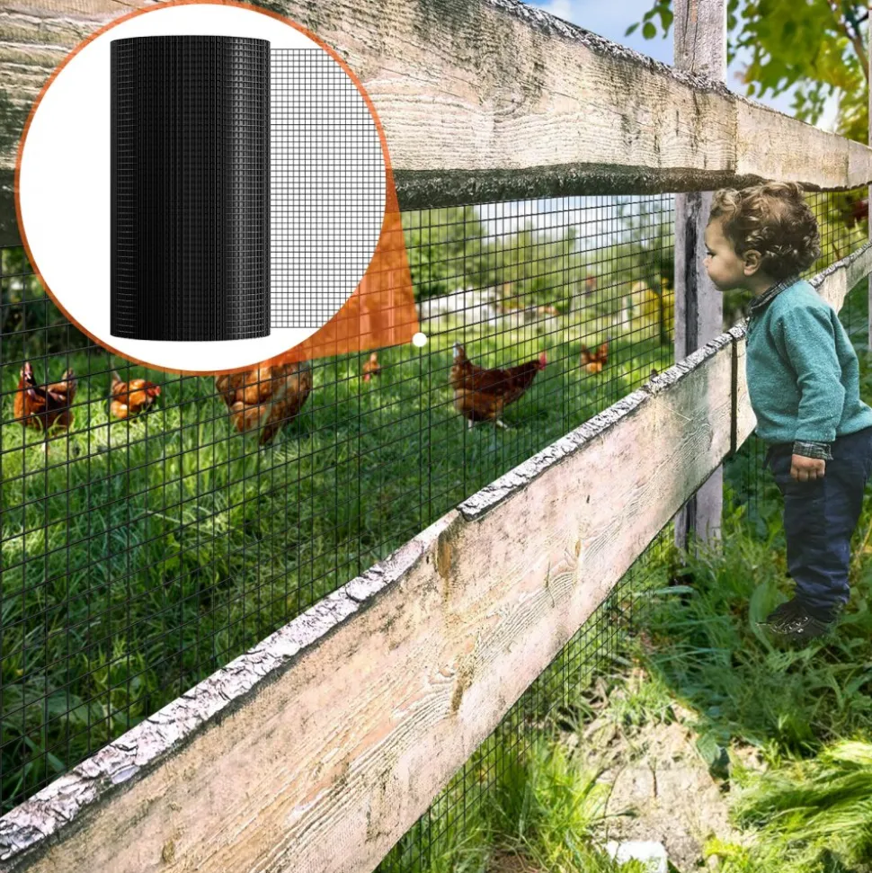 VEVOR Hardware Cloth, 24'' x 100' Galvanized Wire Mesh Roll, 19 Gauge Chicken Wire Fence Roll, Vinyl Coating Metal Wire Mesh for Chicken Coop Barrier, Rabbit Snake Fences, Poultry Enclosures