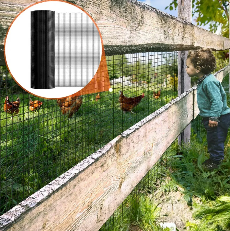 VEVOR Hardware Cloth, 36'' x 50' Galvanized Wire Mesh Roll, 19 Gauge Chicken Wire Fence Roll, Vinyl Coating Metal Wire Mesh for Chicken Coop Barrier, Rabbit Snake Fences, Poultry Enclosures