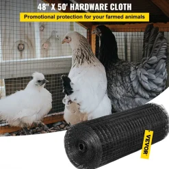 VEVOR Hardware Cloth, 24" x 100' & 1"x1" Mesh Size, Galvanized Steel Vinyl Coated 16 Gauge Chicken Wire Fencing with A Cutting Plier & A Pair of Fabric Gloves, for Garden Fencing & Pet Enclosures,