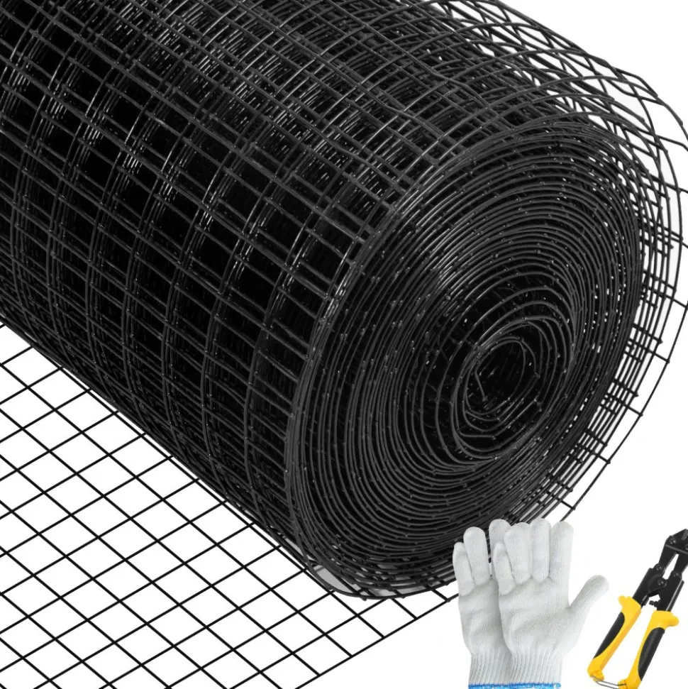 VEVOR Hardware Cloth, 48" x 50' & 1"x1" Mesh Size, Galvanized Steel Vinyl Coated 16 Gauge Chicken Wire Fencing with A Cutting Plier & A Pair of Fabric Gloves, for Garden Fencing & Pet Enclosures,