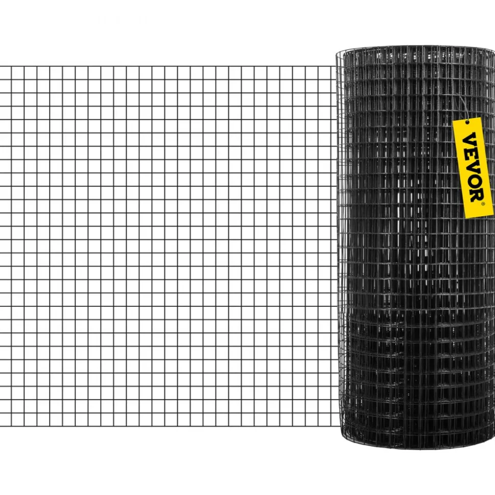 VEVOR Hardware Cloth, 24" x50' & 1"x1" Mesh Size, Galvanized Steel Vinyl Coated 16 Gauge Welded Wire with A Cutting Plier & A Pair of Fabric Gloves, for Garden Fencing & Pet Enclosures, Black