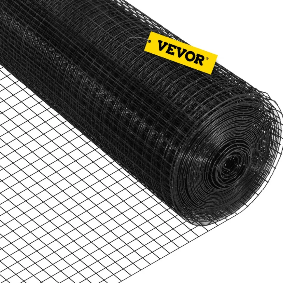 VEVOR Hardware Cloth, 24" x50' & 1"x1" Mesh Size, Galvanized Steel Vinyl Coated 16 Gauge Welded Wire with A Cutting Plier & A Pair of Fabric Gloves, for Garden Fencing & Pet Enclosures, Black