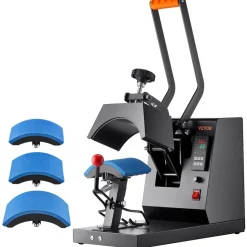 VEVOR Hat Heat Press, 4-in-1 Cap Heat Press Machine, 6 x 3in Clamshell Sublimation Transfer, LCD Digital Timer Temperature Control with 4pcs Curved Heating Elements (6x3/6.7x2.7/6.7x2.7/8.1x3.5)