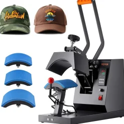 VEVOR Hat Heat Press, 4-in-1 Cap Heat Press Machine, 6 x 3in Clamshell Sublimation Transfer, LCD Digital Timer Temperature Control with 4pcs Curved Heating Elements (6x3/6.7x2.7/6.7x2.7/8.1x3.5)