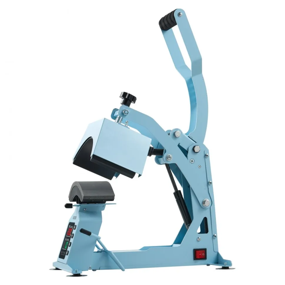 VEVOR Hat Heat Press Machine, with 4 Interchangeable Platens and Caps Stretcher, Precise Temperature & Time Control, Heat Press for Hats and Caps, for HTV Iron On and Sublimation Projects, Light Blue