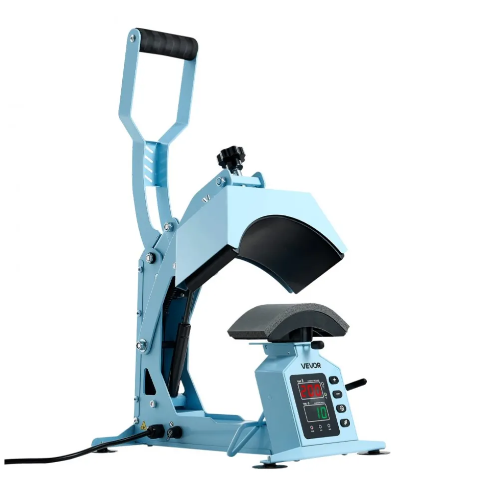VEVOR Hat Heat Press Machine, with 2 Interchangeable Platens and Caps Stretcher, Precise Temperature & Time Control, Heat Press for Hats and Caps, for HTV Iron On and Sublimation Projects, Light Blue