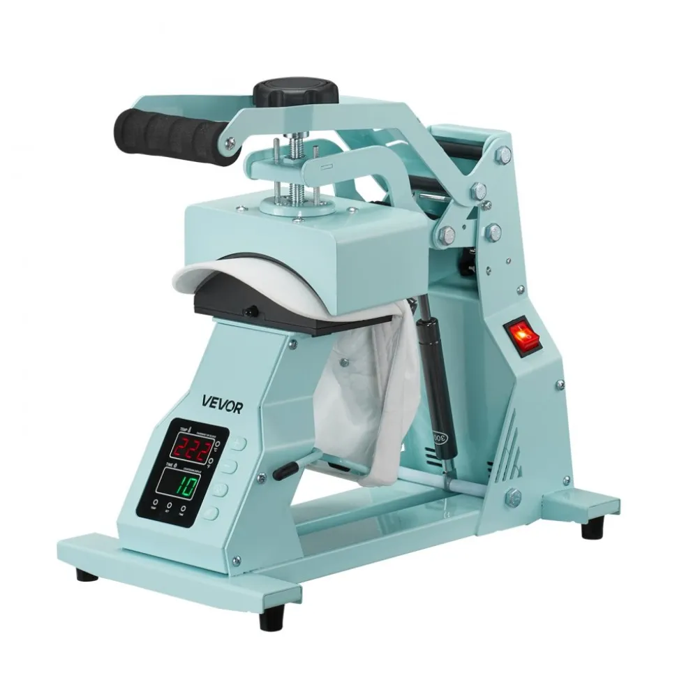 VEVOR Hat Heat Press Machine, with 4pcs Interchangeable Platens, Precise Temperature and Time Control, Hat Press for HTV Iron On and Sublimation Projects, for Caps, Headbands, Cuffs, Face Masks, Green