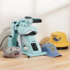 VEVOR Hat Heat Press Machine, with 4pcs Interchangeable Platens, Precise Temperature and Time Control, Hat Press for HTV Iron On and Sublimation Projects, for Caps, Headbands, Cuffs, Face Masks, Green