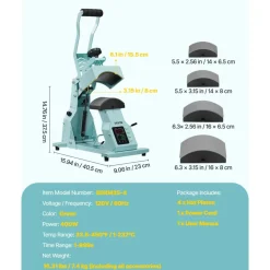 VEVOR Hat Heat Press Machine, with 4pcs Interchangeable Platens, Precise Temperature and Time Control, Hat Press for HTV Iron On and Sublimation Projects, for Caps, Headbands, Cuffs, Face Masks, Green