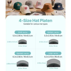 VEVOR Hat Heat Press Machine, with 4pcs Interchangeable Platens, Precise Temperature and Time Control, Hat Press for HTV Iron On and Sublimation Projects, for Caps, Headbands, Cuffs, Face Masks, Green