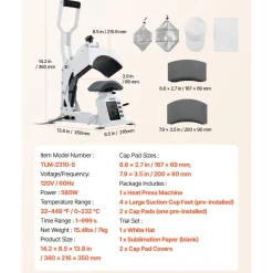 VEVOR Hat Heat Press Machine, with 2 Interchangeable Platens and Caps Stretcher, Precise Temperature & Time Control, Heat Press for Hats and Caps, for HTV Iron On and Sublimation Projects, White