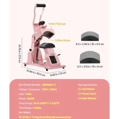 VEVOR Hat Heat Press Machine, with 2pcs Interchangeable Platens, Precise Temperature and Time Control, Hat Press for HTV Iron On and Sublimation Projects, for Caps, Headbands, Cuffs, Face Masks, Pink