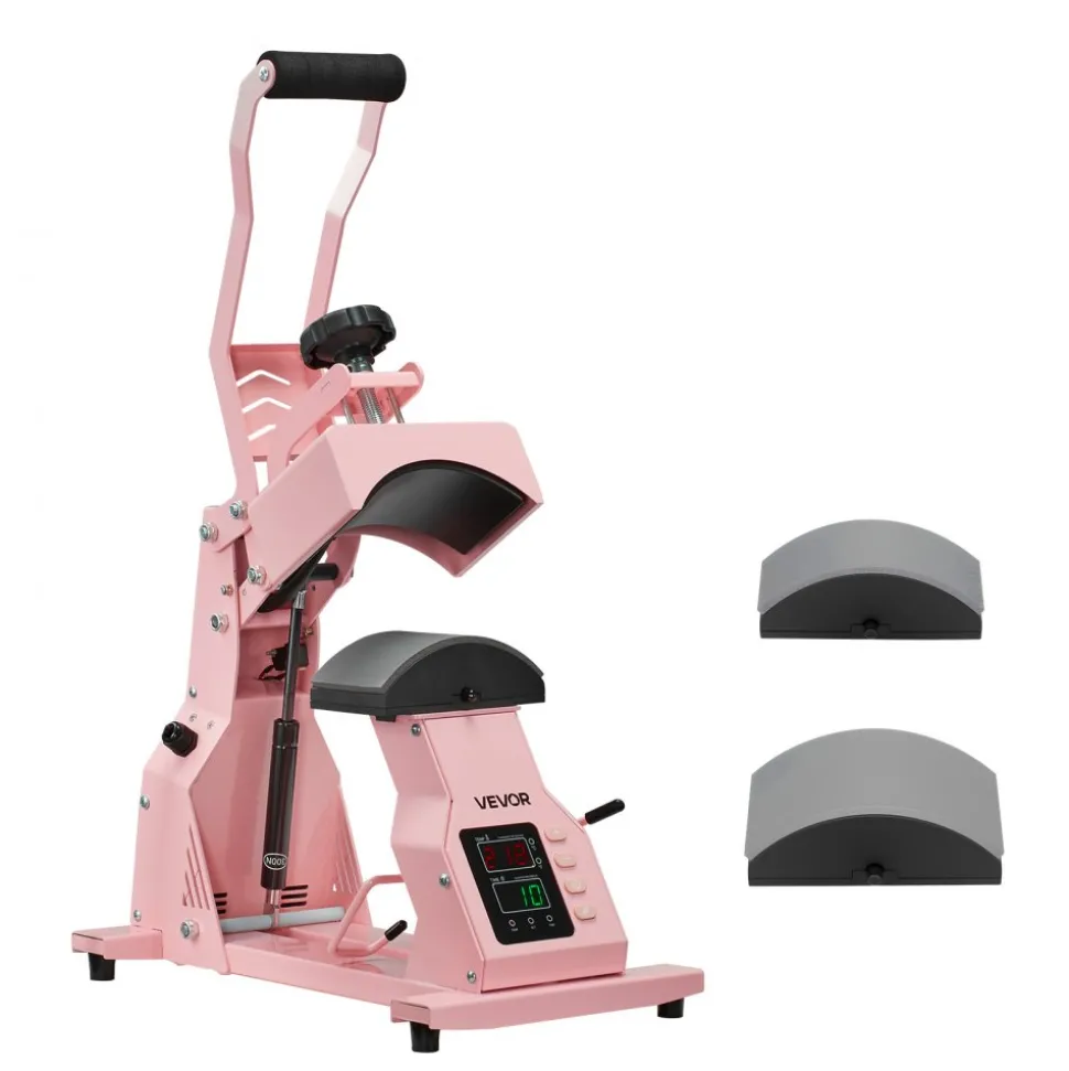 VEVOR Hat Heat Press Machine, with 2pcs Interchangeable Platens, Precise Temperature and Time Control, Hat Press for HTV Iron On and Sublimation Projects, for Caps, Headbands, Cuffs, Face Masks, Pink